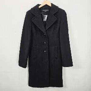 Vintage Y2K Express Coat Women's S Black Wool Cashmere Blend Office Overcoat NWT